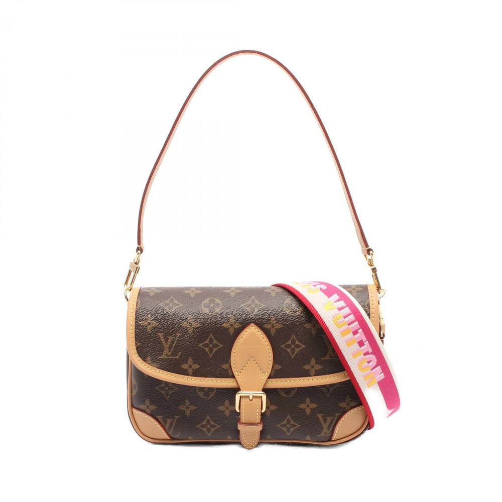 Louis Vuitton Diane NM Monogram Fuchsia Pink Shoulder Bag Canvas Leather Brown